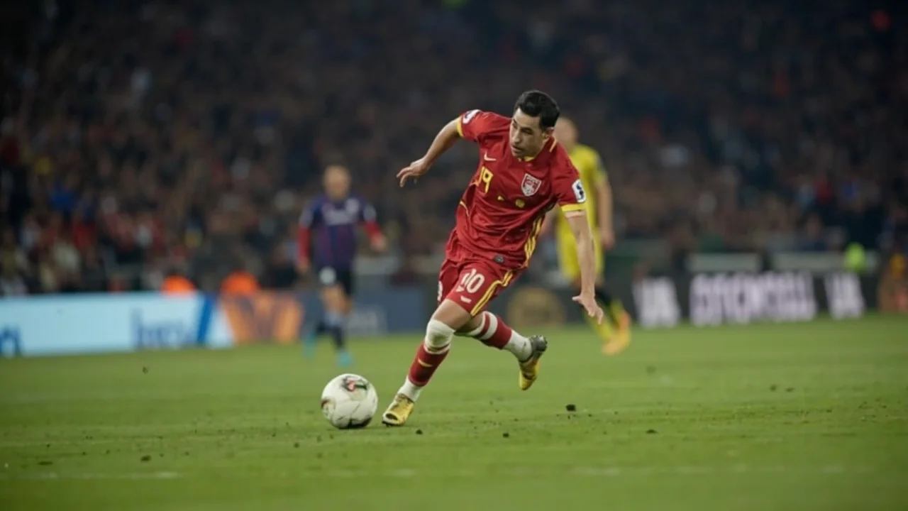 A tight sideline frame capturing a wide forward in attacking posture during a Premier League fixture in the 2026-27 season