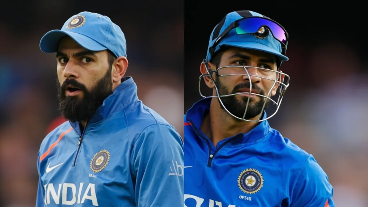 A tight sideline frame capturing a conversation between two members of the India coaching staff during the Edgbaston training session on 14 July 2026